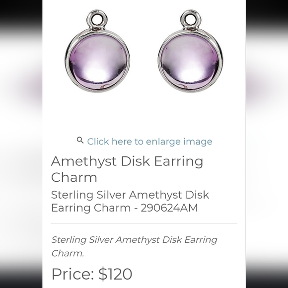 Pandora Compose Amethyst Disk Earring Charms - Picture 9 of 9